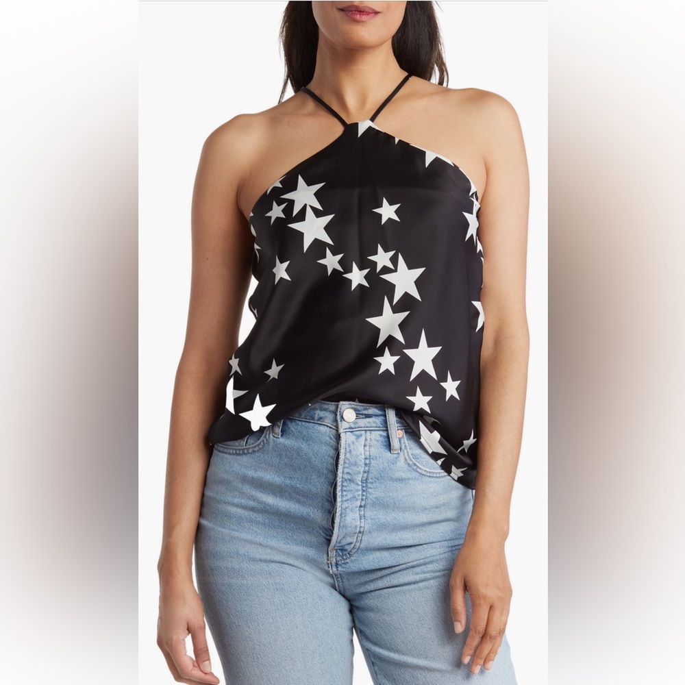 NWT Renee C Satin Star Halter Top XL